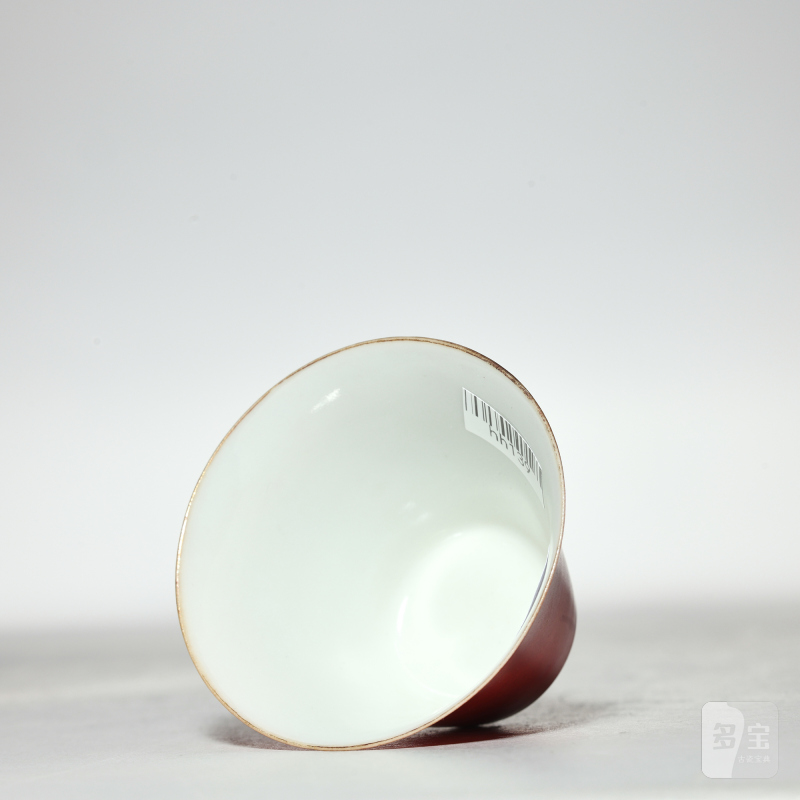清中期 珊瑚红釉马蹄杯 - 图4